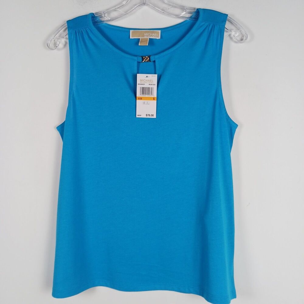 Michael Michael Kors Sleeveless Top Women's S Gold Link Keyhole Neck NWT